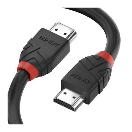 LINDY 36473 Black Line HDMI Cable, HDMI 2.0 (M) to HDMI 2.0 (M), 3m, Black & Red, Supports UHD Resolutions up to 4096x2160@60Hz,