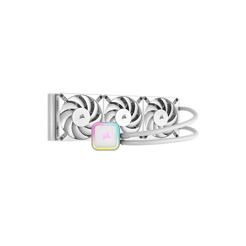 Corsair iCUE H150i RGB ELITE 360mm Liquid CPU Cooler, RGB Pump Head, 3 x 12cm AF ELITE PWM Fans, White