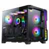 CIT Pro Android X Gaming Cube Black Case with 3 x 120mm Infinity ARGB Fans 1 x 6-Port Fan Hub Tempered Glass Front and Side Pane