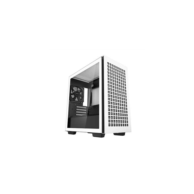 DeepCool CH370 WH Micro ATX Case with Tempered Glass Side Panel, 2 x USB 3.0, 4 x Expansion Slots with support for a 360mm Radia