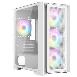 CiT Vento Gaming Case w/ Glass Side, Micro ATX, Mesh Front, 4 ARGB Fans, ARGB Hub, LED Button, 280mm Radiator & 320mm GPU Suppor