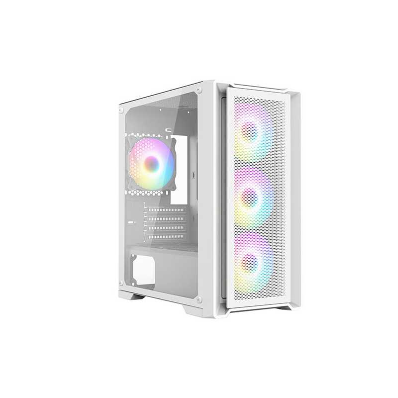 CiT Vento Gaming Case w/ Glass Side, Micro ATX, Mesh Front, 4 ARGB Fans, ARGB Hub, LED Button, 280mm Radiator & 320mm GPU Suppor