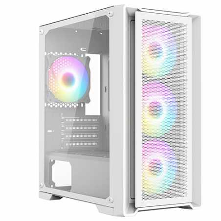 CiT Vento Gaming Case w/ Glass Side, Micro ATX, Mesh Front, 4 ARGB Fans, ARGB Hub, LED Button, 280mm Radiator & 320mm GPU Suppor