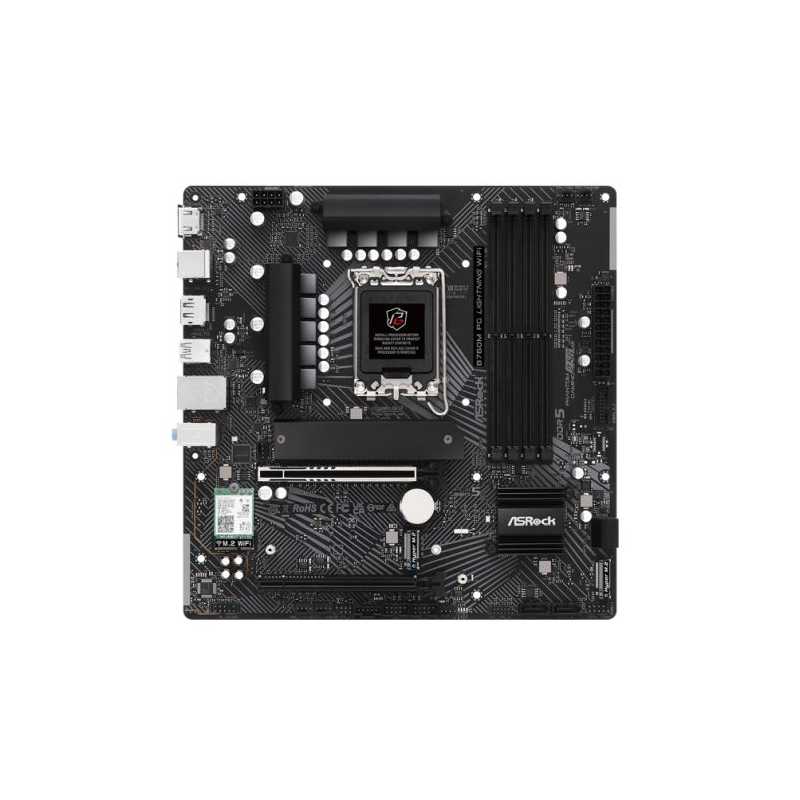 Asrock B760M PG LIGHTNING WIFI, Intel B760, 1700, Micro ATX, 4 DDR5, HDMI, DP, Wi-Fi 6E, 2.5G LAN, PCIe5, 3x M.2 