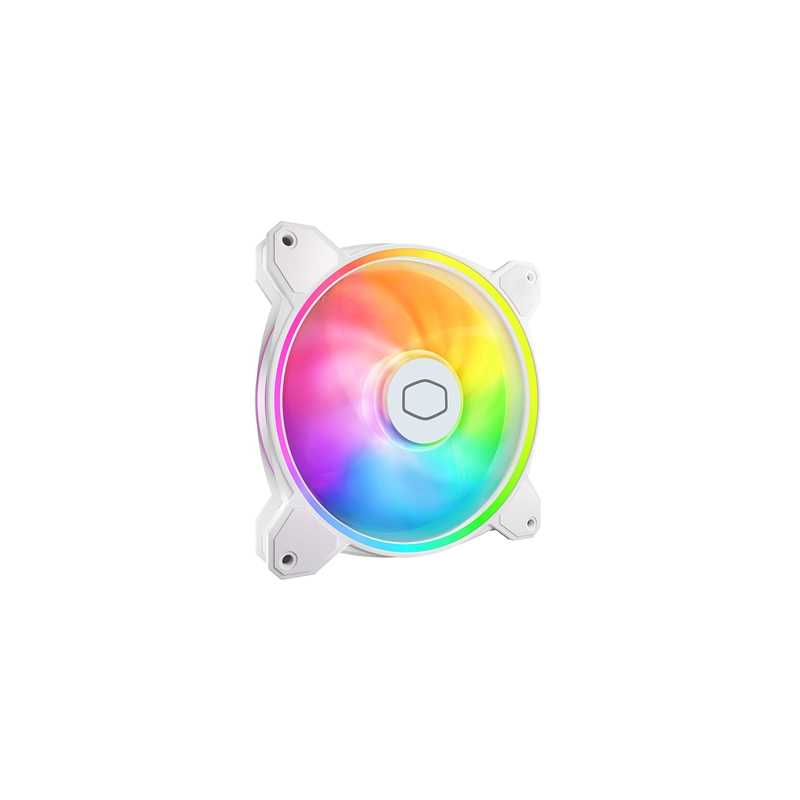 Cooler Master 140mm Cooler Master MasterFan MF140 Halo2 White Edition, ARGB, 7 Blade, Rifle Bearing, 1600RPM, 59.51CFM, 27dB, PW