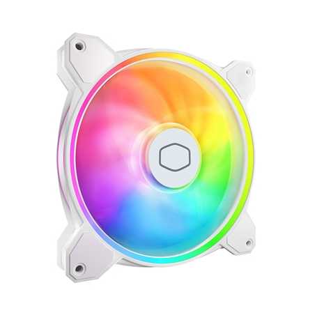 Cooler Master 140mm Cooler Master MasterFan MF140 Halo2 White Edition, ARGB, 7 Blade, Rifle Bearing, 1600RPM, 59.51CFM, 27dB, PW