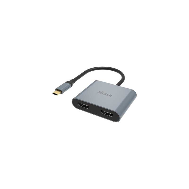 Akasa AK-CBCA26-18BK USB Type-C to Dual HDMI MST Adapter, 4K@60Hz Single Output, 4K@30Hz Dual Output