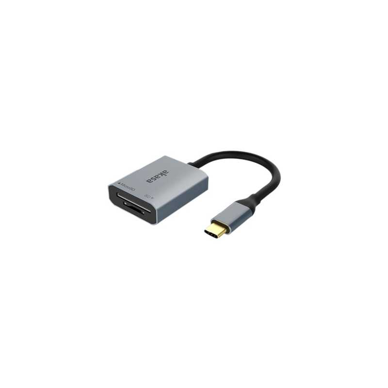 Akasa AK-CR-10BK USB 3.2 Type-C Dual Card Reader, SD/microSD, Data Transfer Rate upto 5 Gb/s, Aluminium Housing