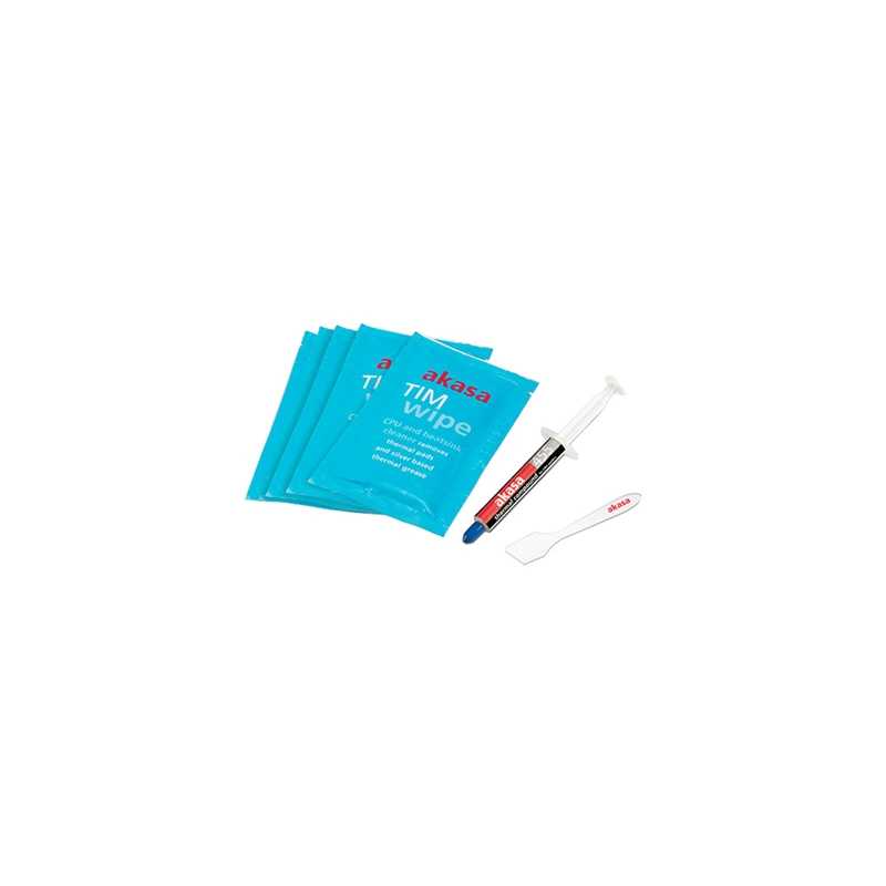 Akasa TIM Wipe Kit, Cleans CPU/GPU/Heatsink, 5 Individually Packaged Wipes, 5g Thermal Compound, 1x Spreader
