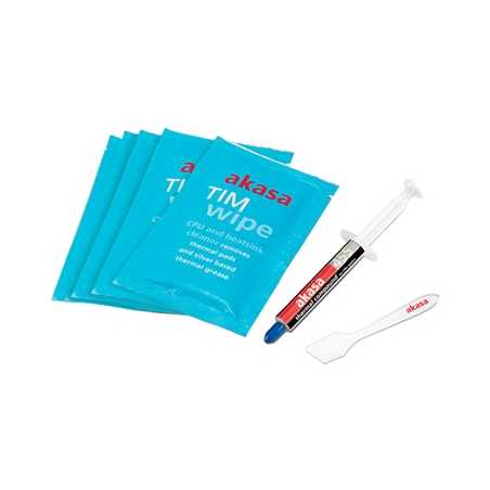 Akasa TIM Wipe Kit, Cleans CPU/GPU/Heatsink, 5 Individually Packaged Wipes, 5g Thermal Compound, 1x Spreader