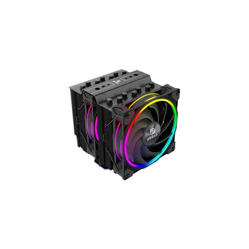 Akasa Soho H7 ARGB CPU Cooler, Black, 2x 120mm PWM Fan, Dual Tower, Aluminium Fins, 7x Copper Heatpipes, Intel/AMD