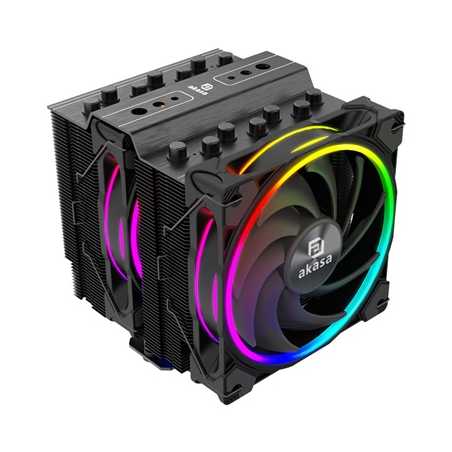 Akasa Soho H7 ARGB CPU Cooler, Black, 2x 120mm PWM Fan, Dual Tower, Aluminium Fins, 7x Copper Heatpipes, Intel/AMD