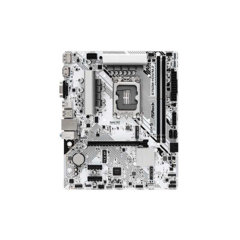 Asrock B760M-HDV/M.2, Intel B760, 1700, Micro ATX, 2 DDR5, VGA, HDMI, DP, 2.5G LAN, PCIe4, 2x M.2