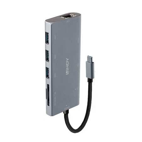 LINDY 43278 DST-Mini Plus USB-C Laptop Mini Docking Station with 4K HDMI, VGA Support & USB-C 100W Pass-Through Charging, 3 x US