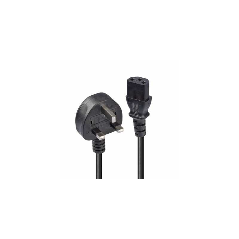 Lindy 30439 20m UK 3 Pin Plug To IEC C13 Mains Power Cable, Black