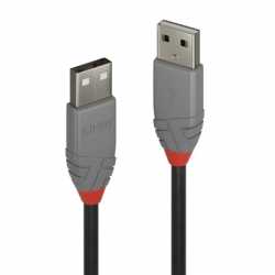 LINDY 36693 Anthra Line USB Cable, USB 2.0 Type-A (M) to USB 2.0 Type-a (M), 2m, Black & Red, Supports Data Transfer Speeds up t