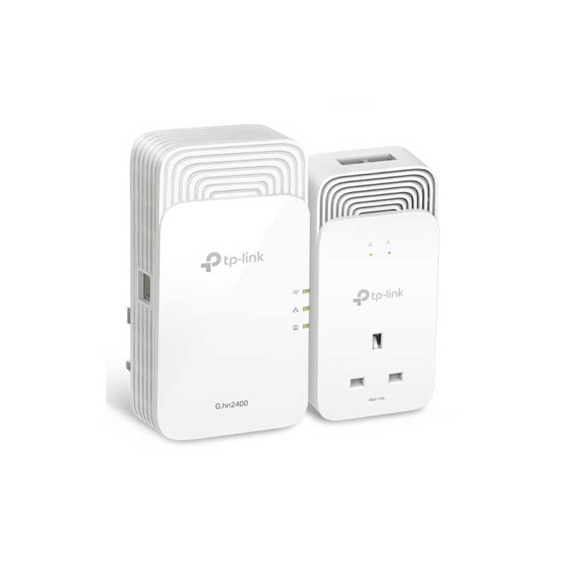 TP-LINK (PGW2440 KIT) G.hn2400 Powerline AX1800 Wi-Fi 6 Adapter Kit, AC Pass Through, GB LAN, EasyMesh-Compatible 