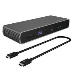 Icy Box (IB-DK8801-TB4) Thunderbolt 4 Type-C 10-in-1 Docking Station w/ PD 96W - 2x TB Type-C, 4x USB-A, RJ45, Audio in/out, SD 