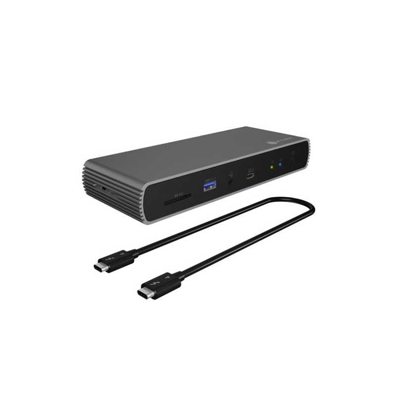 Icy Box (IB-DK8801-TB4) Thunderbolt 4 Type-C 10-in-1 Docking Station w/ PD 96W - 2x TB Type-C, 4x USB-A, RJ45, Audio in/out, SD 