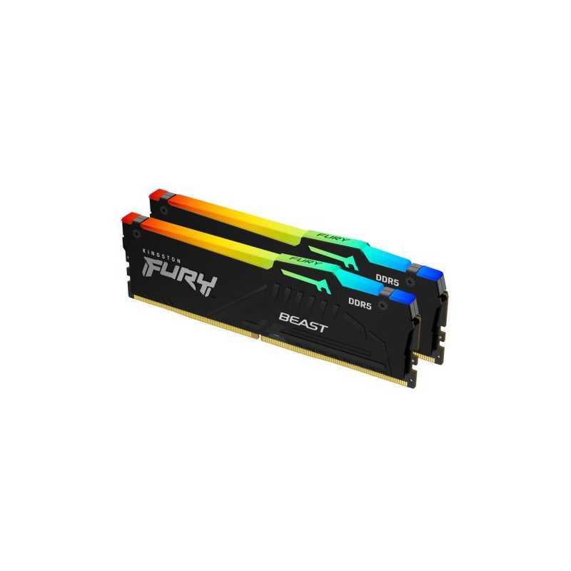 Kingston FURY Beast KF560C36BBEAK2-32 RGB 32GB (2x16GB) System Memory, DDR5, 6000MHz, Black, 288 Pin, 1.35v, CL36