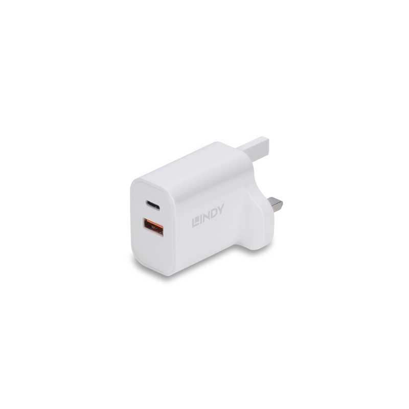 LINDY 73425 30W USB Type A & C Charger UK Plug