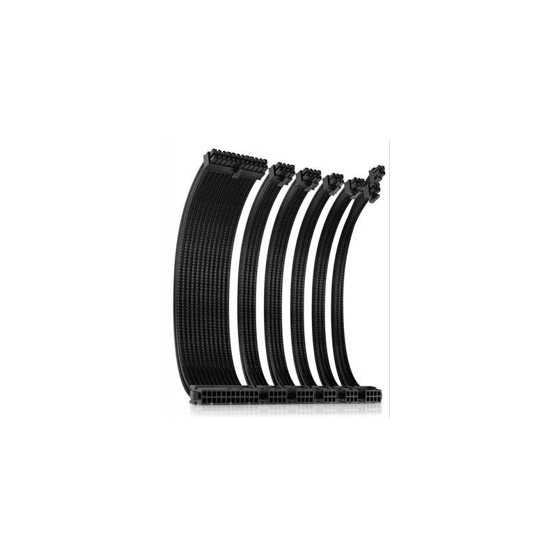 Antec Black PSU Extension Cable Kit with Black Connectors - 6 Pack (1x 24 Pin, 1x 4+4 Pin, 2x 8 Pin, 2x 6 Pin)