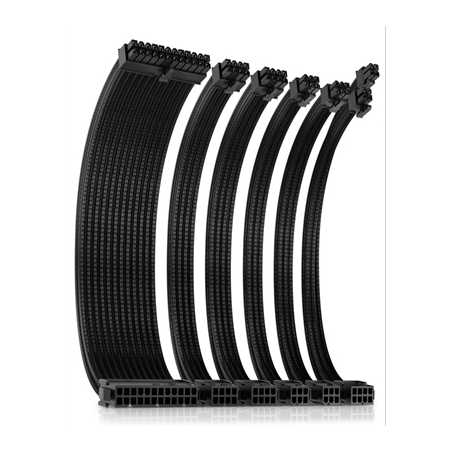 Antec Black PSU Extension Cable Kit with Black Connectors - 6 Pack (1x 24 Pin, 1x 4+4 Pin, 2x 8 Pin, 2x 6 Pin)