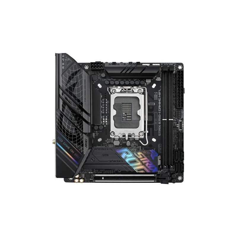 Asus ROG STRIX B760-I GAMING WIFI, Intel B760, 1700, Mini ITX, 2 DDR5, HDMI, DP, Wi-Fi 6E, 2.5G LAN, PCIe5, RGB, 2x M.2