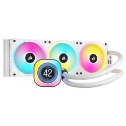 Corsair H150i iCUE LINK LCD 360mm RGB Liquid CPU Cooler, QX120 RGB Fans, Personalised LCD Screen, iCUE LINK Hub Included, White