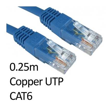 RJ45 (M) to RJ45 (M) CAT6 0.25m Blue OEM Moulded Boot Copper UTP Network Cable