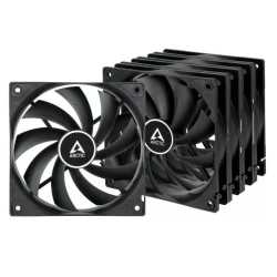 Arctic F12 12cm PWM PST Case Fan x5, Black, 9 Blades, Fluid Dynamic, 230-1350 RPM, 5 Pack