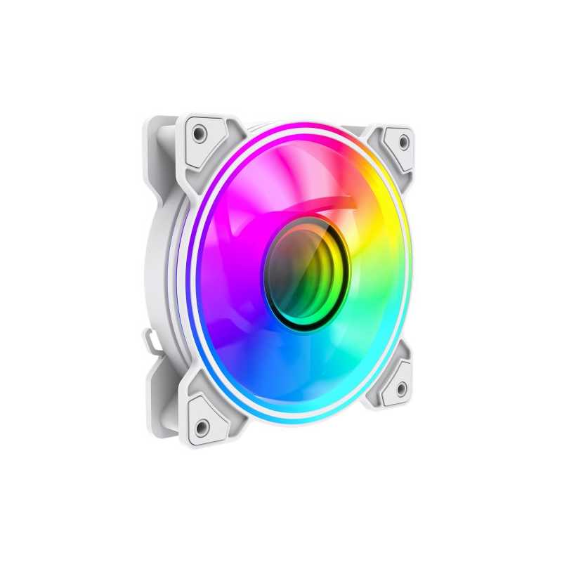 GameMax Infinity 12cm ARGB Dual Ring Case Fan, Rifle Bearing, Infinity Mirror Effect, 24 LEDs, Anti-Vibration, 1200 RPM, White