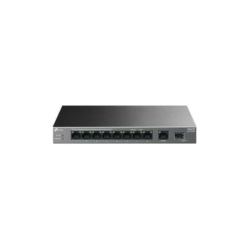 TP-LINK (LS1210GP) 10-Port Gigabit Desktop LiteWave Switch with 8-Port PoE+, GB SFP Port