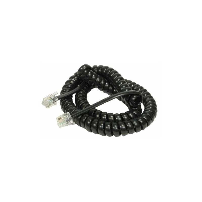 Spire Coiled Telephone/Handset Cord, RJ-10 4P4C Connectors, 2 Metre, Black Spire Coiled Telephone/Handset Cord, RJ-10 4P4C Connectors, 2 Metre, Black