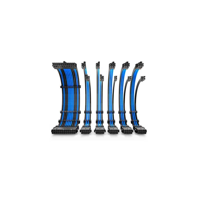 Antec Black/Blue PSU Extension Cable Kit - 6 Pack (1x 24 Pin, 2x 4+4 Pin, 3x 6+2 Pin) Antec Black/Blue PSU Extension Cable Kit - 6 Pack (1x 24 Pin, 2x 4+4 Pin, 3x 6+2 Pin)