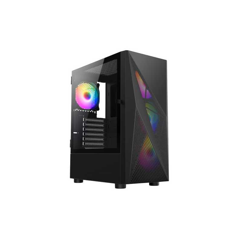 Vida Tempest Black ARGB Gaming Case w/ Glass Window, ATX, 4x ARGB Fans