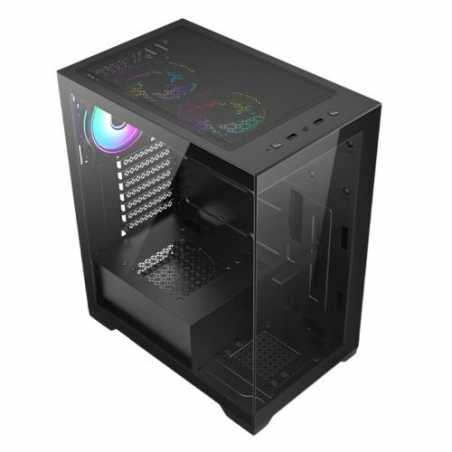 Vida Vetro Black ARGB Gaming Case w/ Glass Front & Side, ATX, 3x ARGB Fans, 6-Port Fan Hub