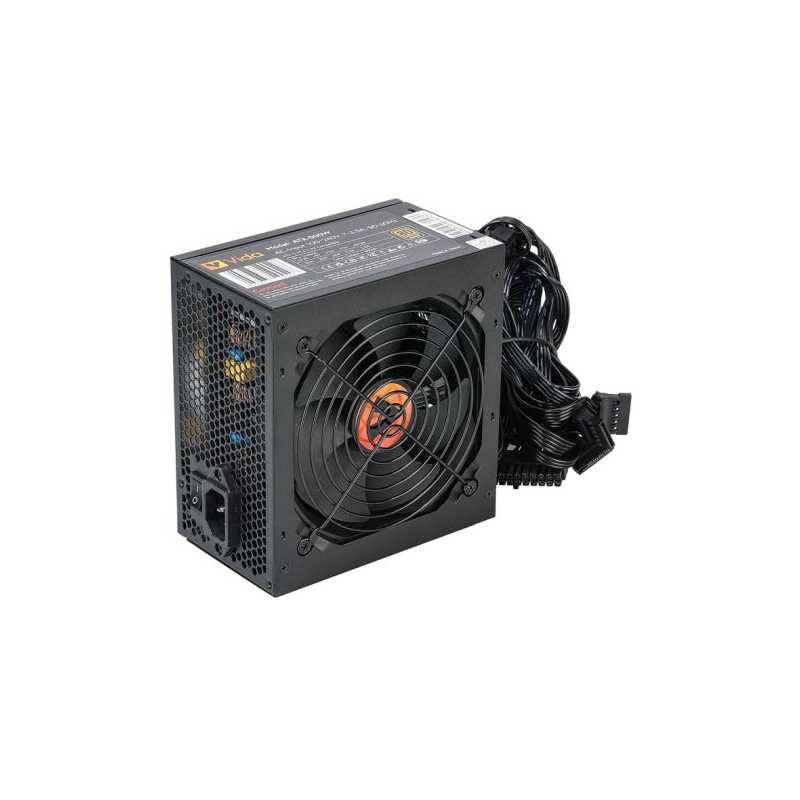 Vida 500W ATX PSU, 80+ Bronze, Fluid Dynamic Ultra-Quiet Fan, PCIe, Flat Black Cables, Power Lead Not Included