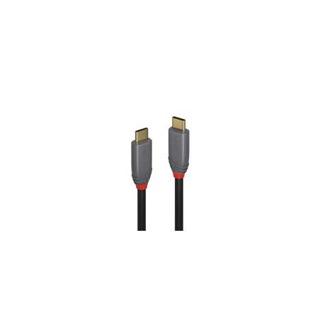 Lindy 1.5m USB 3.2 Type C to C Cable, 20Gbps, 5A, PD, Anthra Line Black/Red