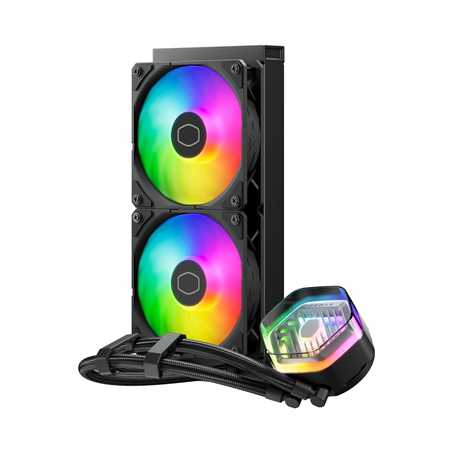 Cooler Master MasterLiquid 240 Atmos AIO Cooler, 2x120mm ARGB PWM Fans, Copper Heatsink, Aluminium Radiator, Intel/AMD