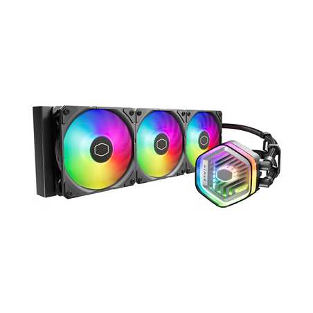 Cooler Master MasterLiquid 360 Atmos AIO Cooler, 3x120mm ARGB PWM Fans, Copper Heatsink, Aluminium Radiator, Intel/AMD