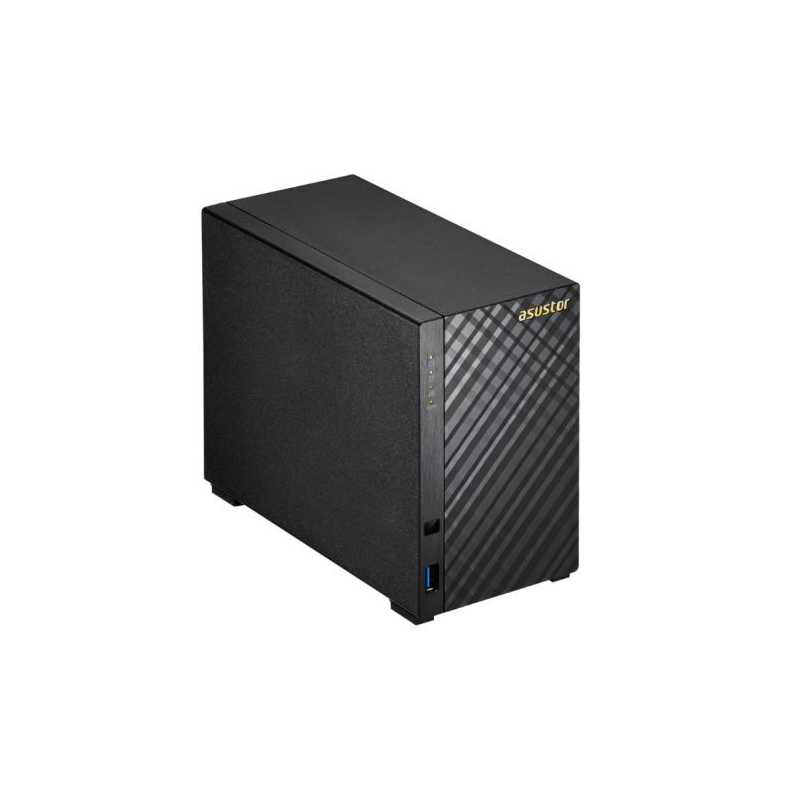 ASUSTOR AS3202T 2-Bay NAS Enclosure (No Drives), Quad Core CPU, 2GB DDR3L, HDMI, USB3, Diamond-Plate Finish