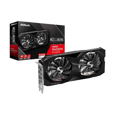 ASRock AMD Radeon RX 6600 Challenger D 8GB Graphics Card, GDDR6, 3x DisplayPort, 1x HDMI, Dual Axial Fan, Ultra-Fit Heatpipe, Me