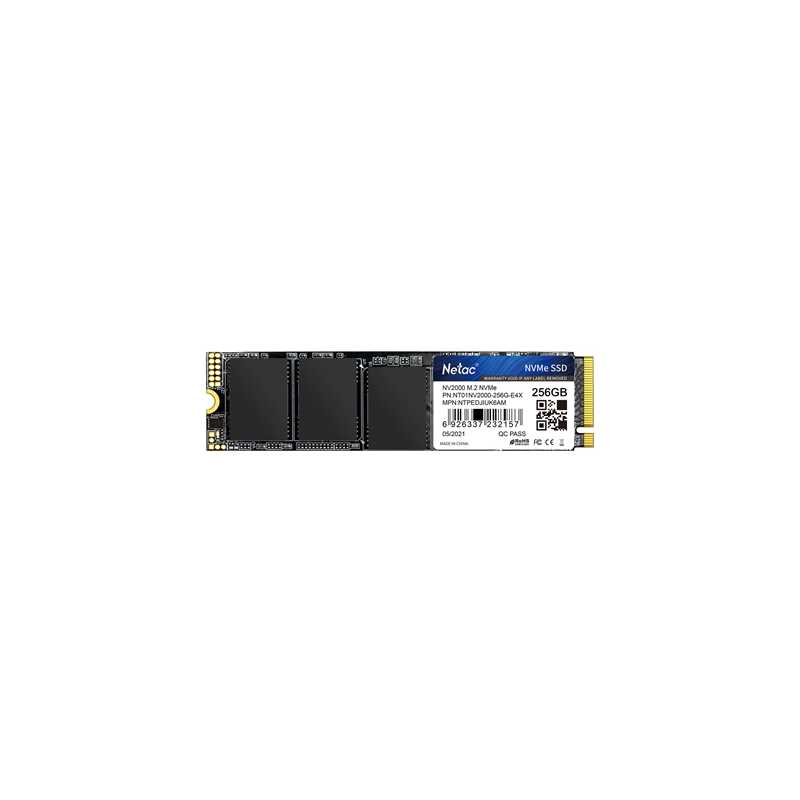 NETAC NV2000 (NT01NV2000-256-E4X) 256GB NVMe M.2 Interface, PCIe 3.0, 2280 SSD, Read 2500MB/s, Write 1000MB/s, 5 Year Warranty