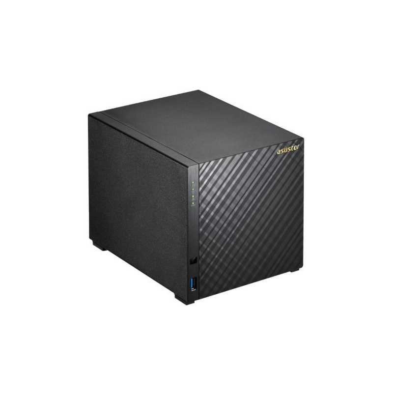 ASUSTOR AS3204T 4-Bay NAS Enclosure (No Drives), Quad Core CPU, 2GB DDR3L, HDMI, USB3, Diamond-Plate Finish