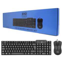 Evo Labs CM-500UK Wired Keyboard and Mouse Combo Set, USB Plug and Play, Full Size Qwerty UK Layout Keyboard with Optical Sensor