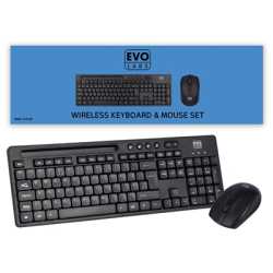 Evo Labs WM-757UK Wireless Keyboard and Mouse Combo Set, With Integrated Tablet/ Mobile/ Smartphone Stand, 2.4GHz Full Size Qwer