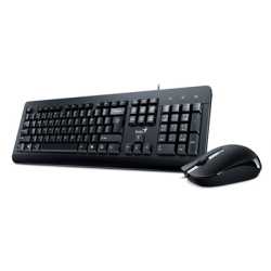 Genius KM-160 Wired Keyboard and Mouse Combo Set, USB Plug and Play, Spill resistant, Full Size UK Layout with Low Profile Keys 