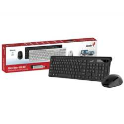 Genius SlimStar 8230 Blutooth 5.3 and 2.4GHz Wireless Keyboard and Mouse Set, 12 Multimedia Function Keys, Full Size UK Layout, 
