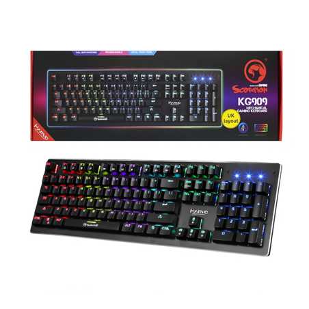 Marvo Scorpion KG909-UK Full Size Mechanical Gaming Keyboard, with Blue Mechanical Switches, RGB Backlight with Individual LED f
